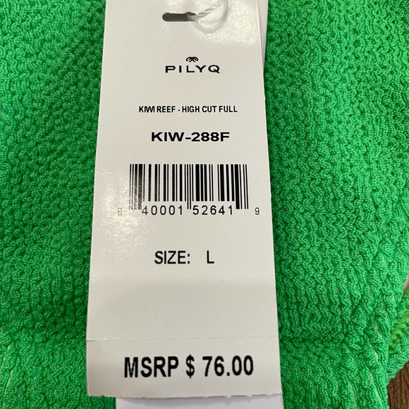 PilyQ Bikini Set Halter High Cut Bottoms Swim Full 2 piece Green Large - Picture 12 of 14